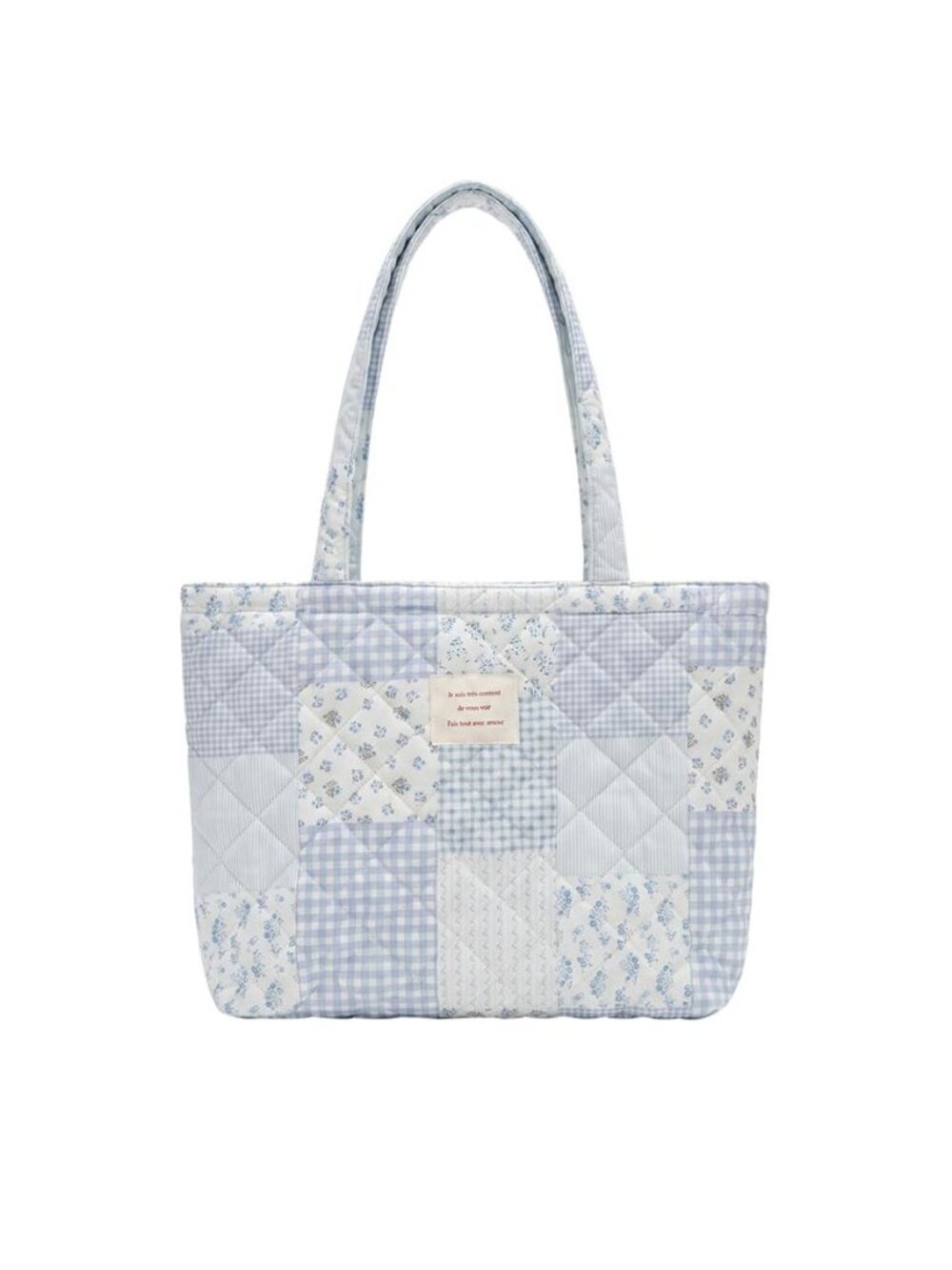 Floral Quilted Cotton Shoulder Bag for Women Daily Use Medium Size Handbag Large